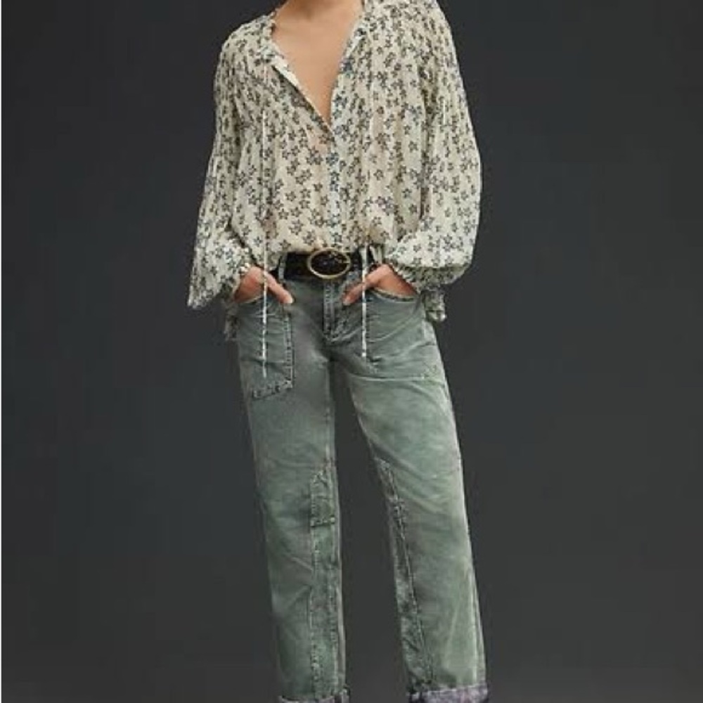 PILCRO THE WANDERER CORDUROY CARGO PANTS IN GREEN